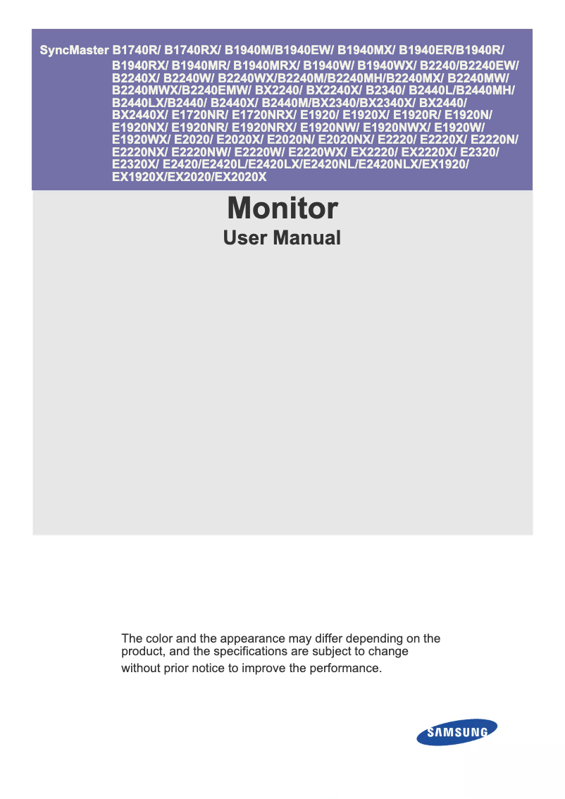 Image de la première page du manuel de l'appareil SyncMaster BX2240