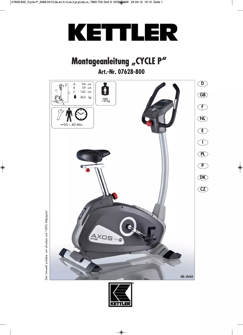 Page n°1 - Manuel utilisateur Kettler Axos Cycle P