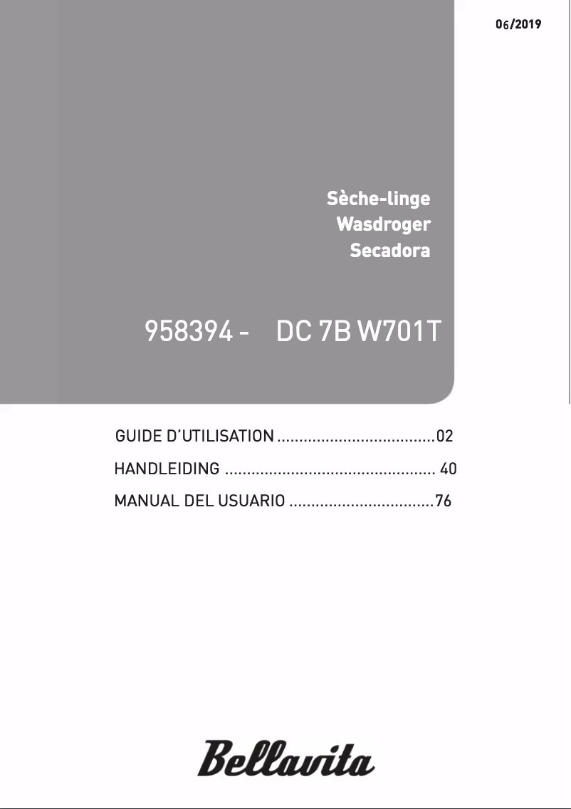 Page n°1 - Manuel utilisateur Bellavita DC 7B W701T