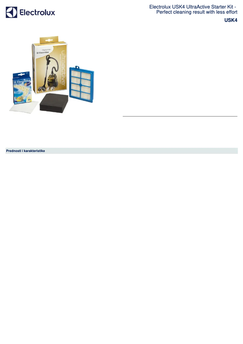 Page 1 de la notice Manuel utilisateur Electrolux USK4