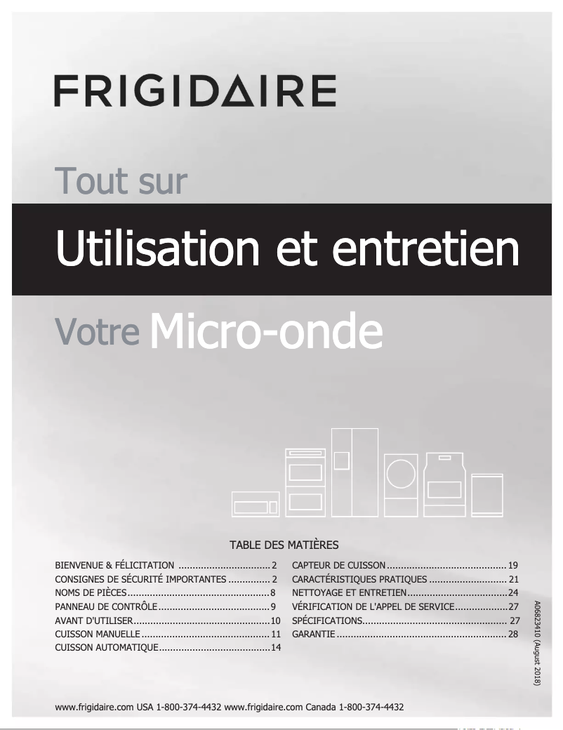 Page n°1 - Manuel utilisateur Frigidaire UMV1422UW