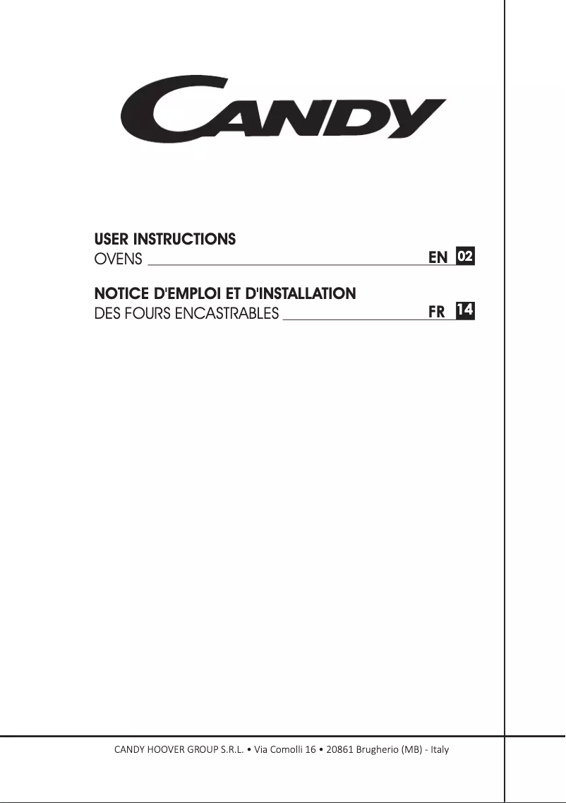 Page n°1 - Manuel utilisateur Candy FCP642X/E