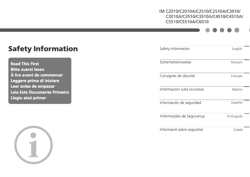 Page n°1 - Instructions de sécurité Ricoh IM C6010