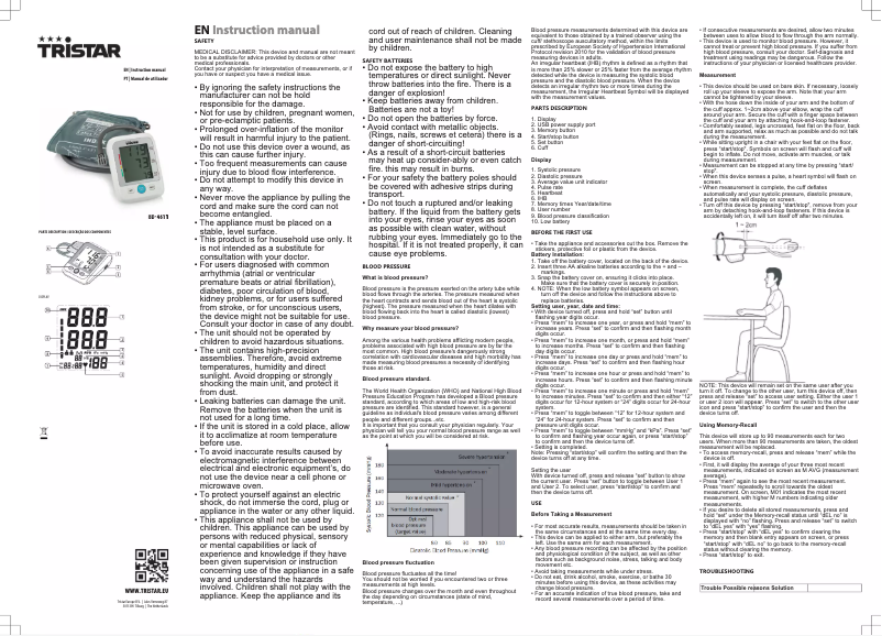 Page 1 de la notice Manuel utilisateur TriStar BD-4611