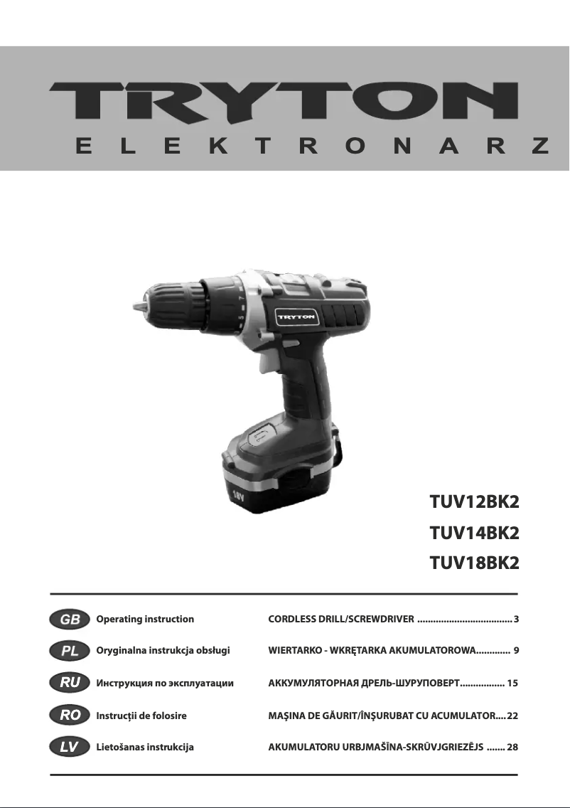 Page n°1 - Manuel utilisateur Tryton TUV14BK2