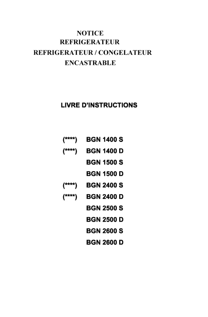 Image de la première page du manuel de l'appareil BGN2600D