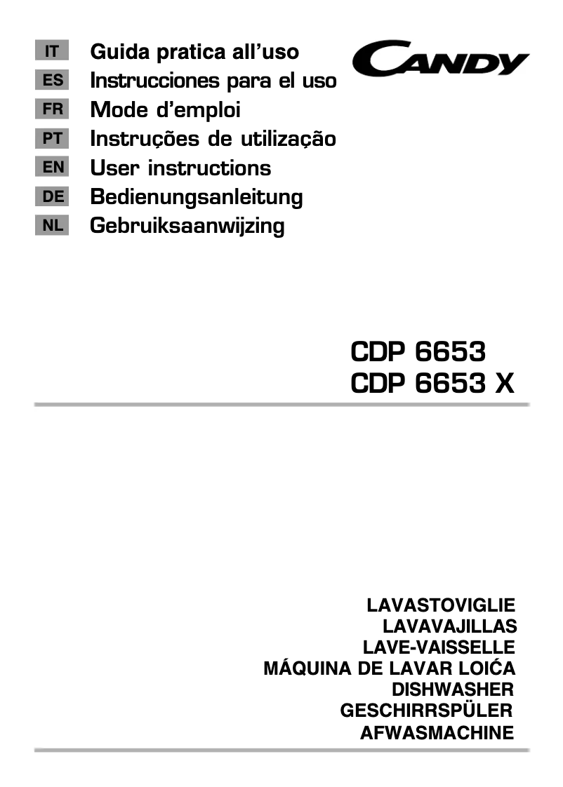 Page n°1 - Manuel utilisateur Candy CDP 6653/1-IRA