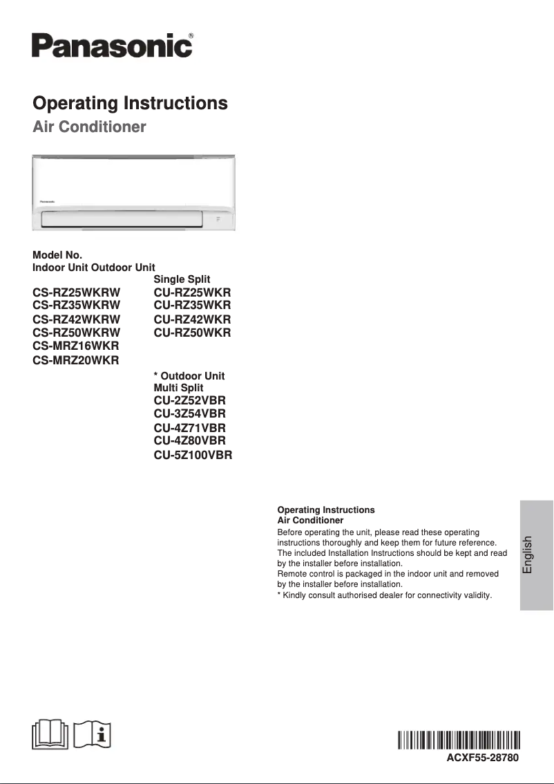 Image de la première page du manuel de l'appareil Aero CU-RZ50WKR