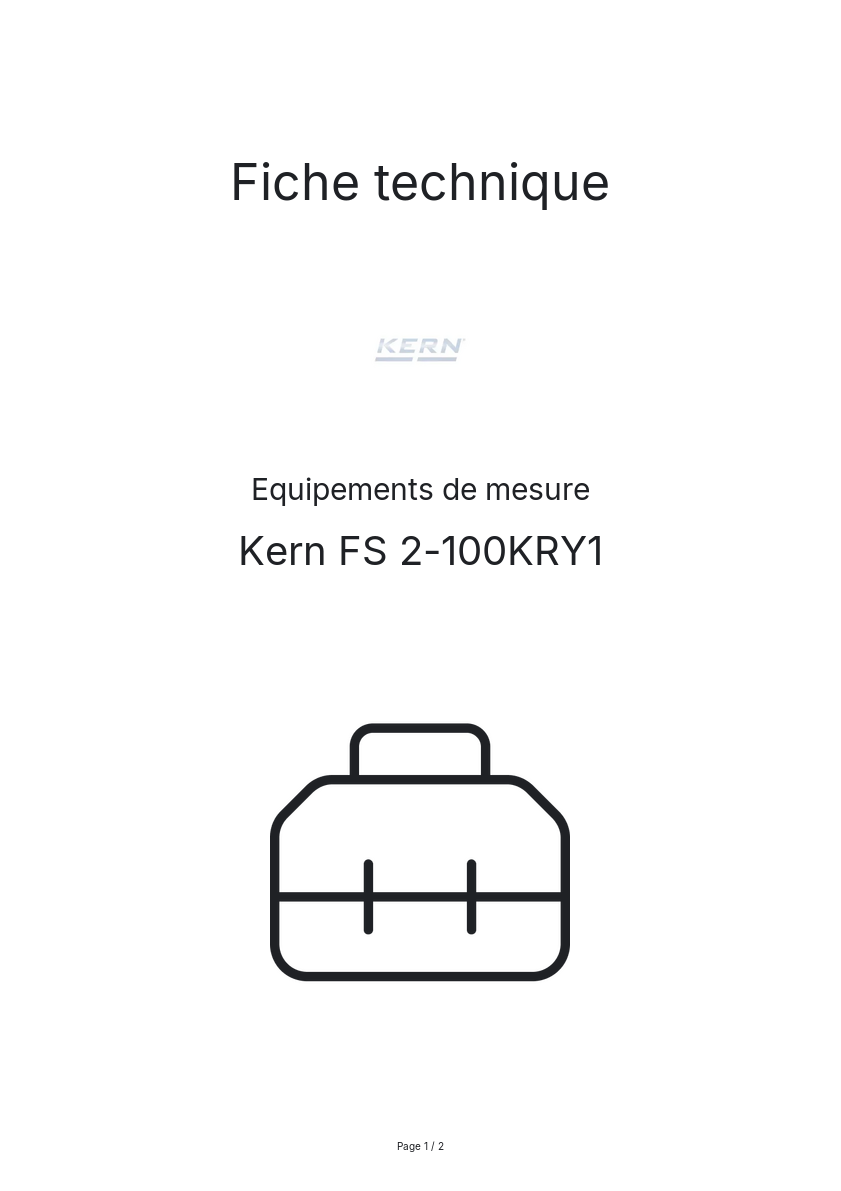 Page n°1 - Fiche technique Kern FS 2-100KRY1