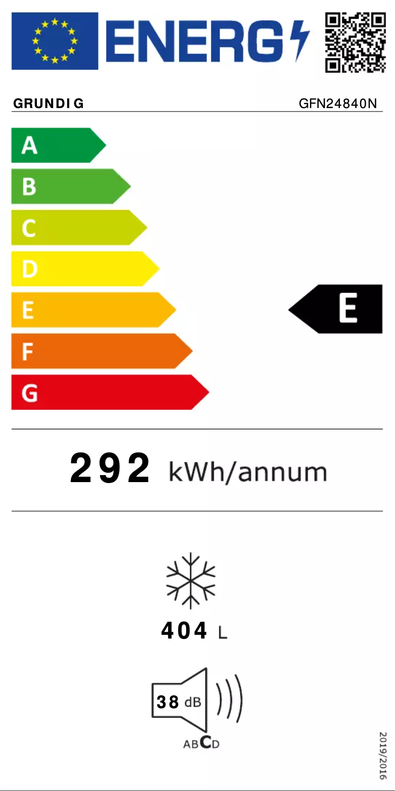 Page n°1 - Label énergétique Grundig GFN 24840 N