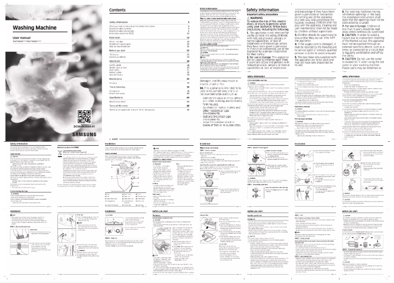 Page n°1 - Manuel utilisateur Samsung WA75M4400HV