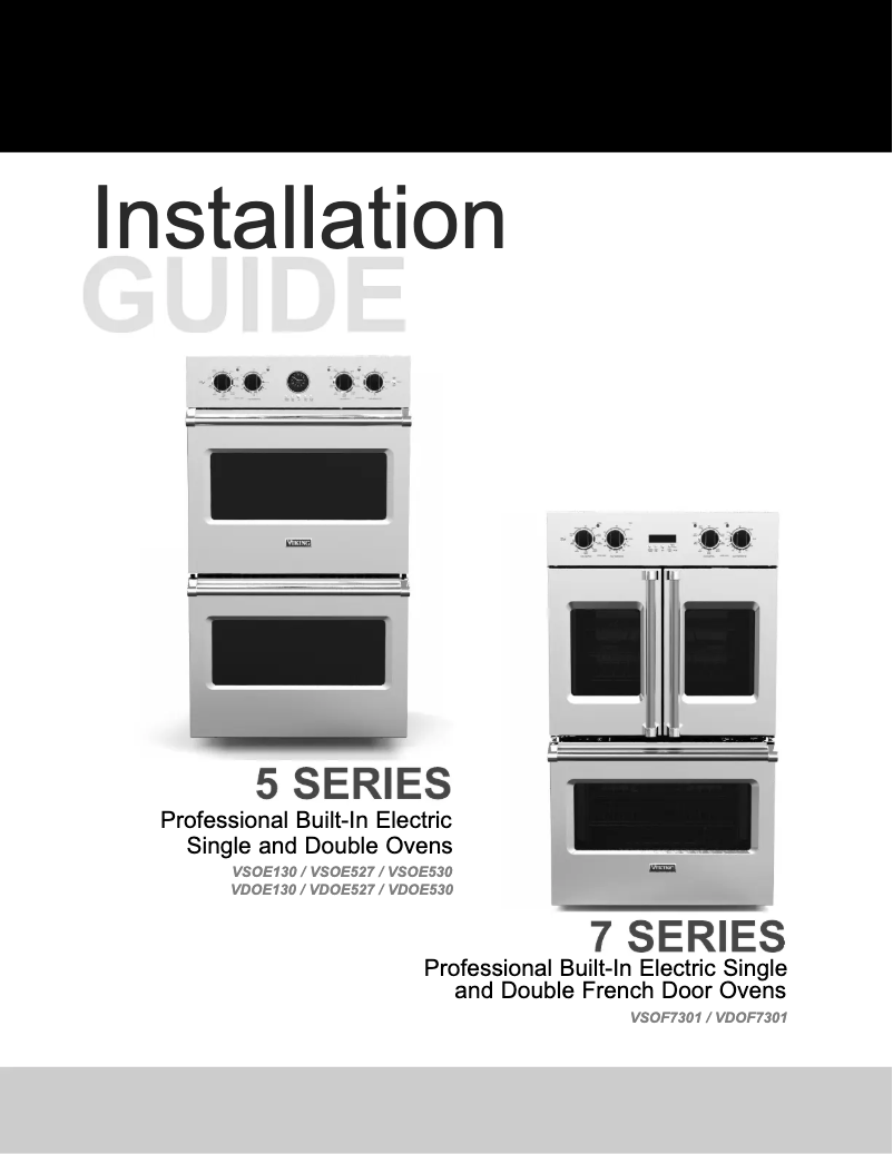 Page 1 de la notice Guide d'installation Viking VDOF7301BW