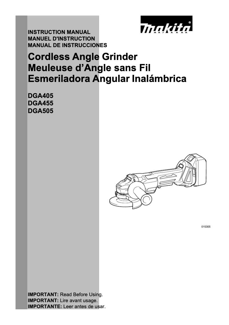 Page 1 de la notice Manuel utilisateur Makita DGA455Z