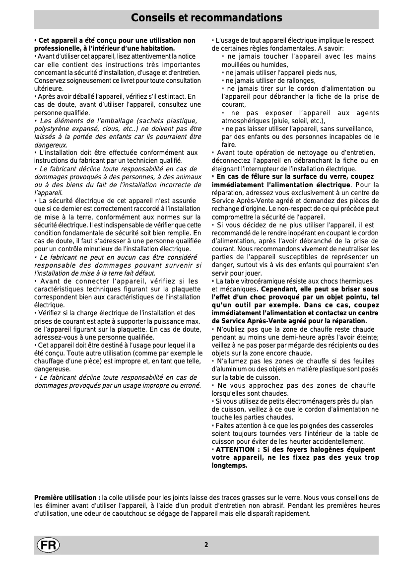 Image de la première page du manuel de l'appareil KBM 6001 H IX