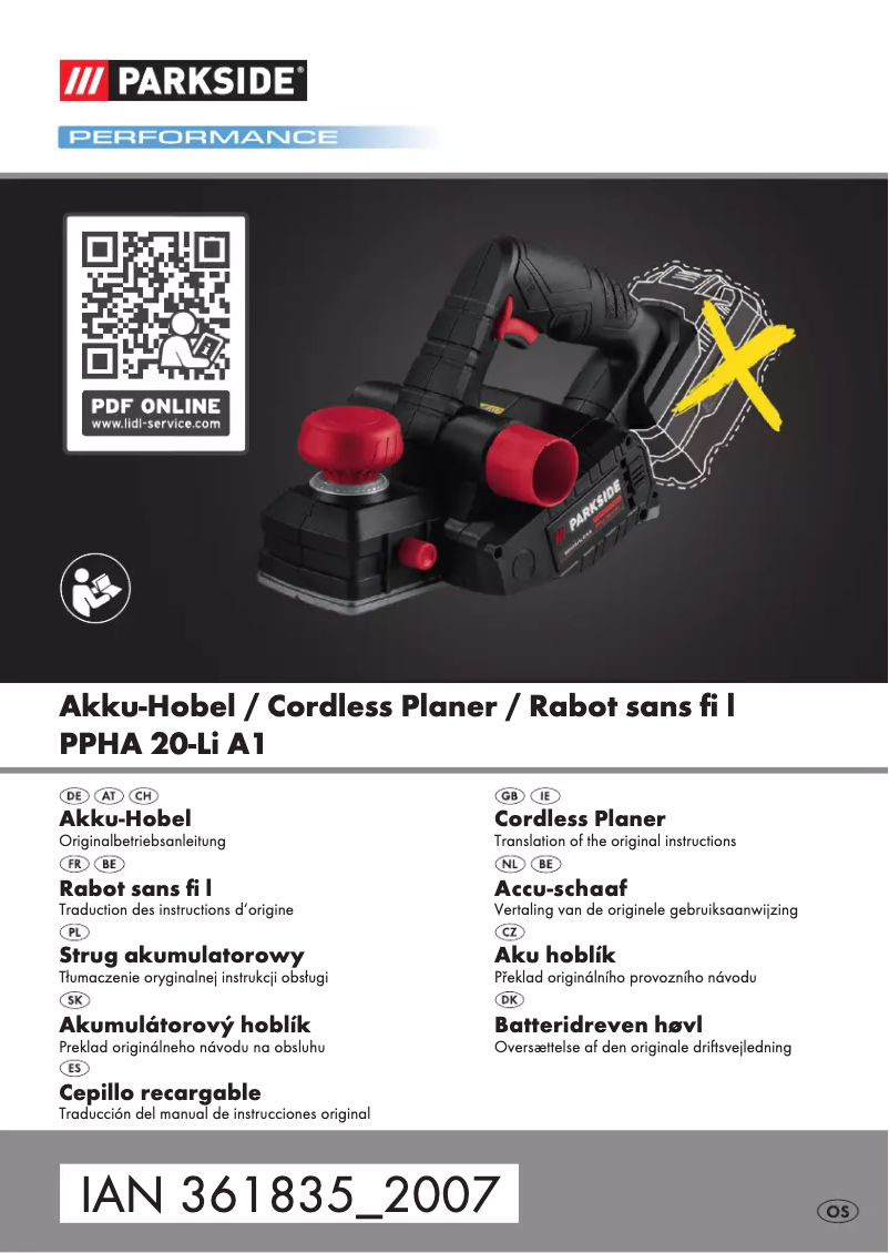 Página 1 del manual Manual de usuario Parkside PPHA 20-Li A1