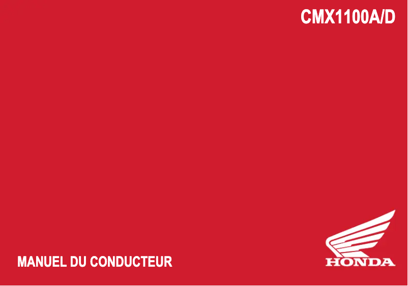 Page 1 de la notice Manuel utilisateur Honda CMX1100 (2021)