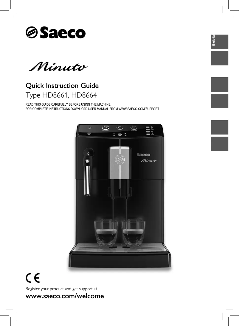 Image de la première page du manuel de l'appareil Saeco Minuto HD8664