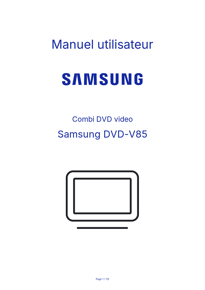 Page n°1 - Manuel utilisateur Samsung DVD-V85
