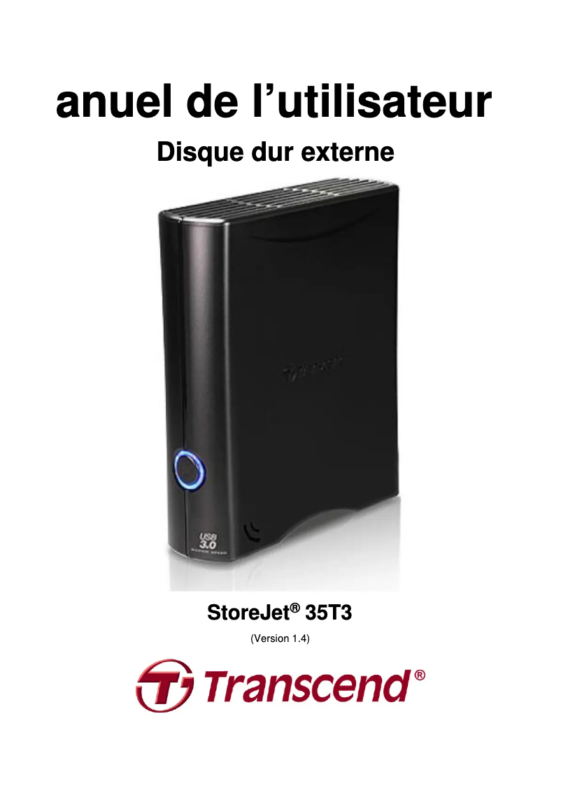 Page n°1 - Manuel utilisateur Transcend StoreJet 35T3