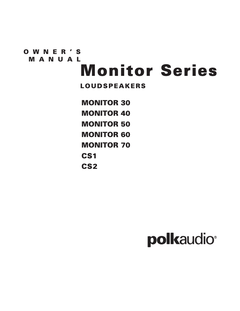 Page 1 de la notice Manuel utilisateur Polk Monitor 70