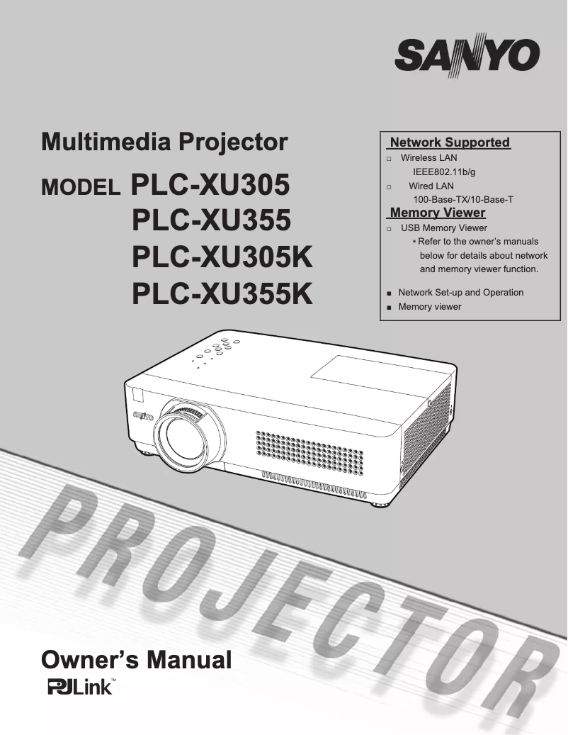 Image de la première page du manuel de l'appareil PLC-XU305