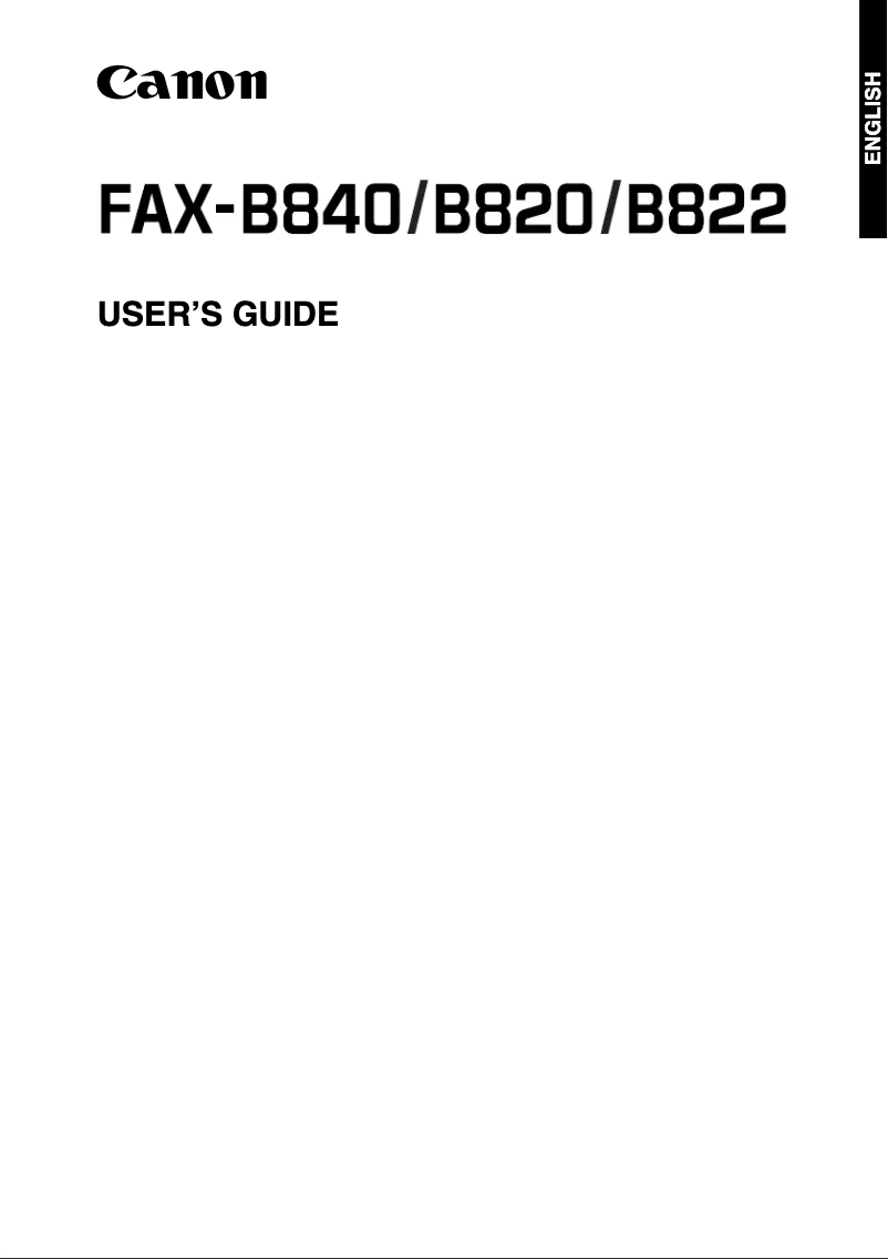 Page n°1 - Manuel utilisateur Canon FAX-B820