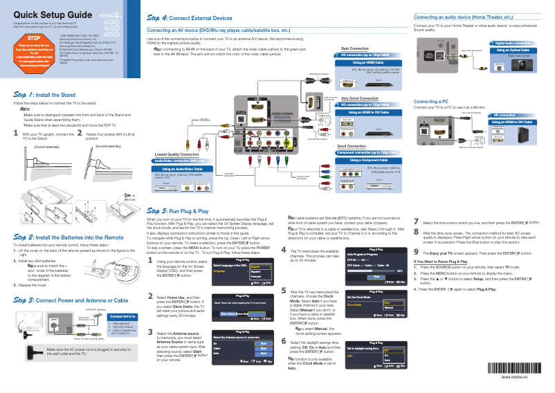 Page n°1 - Manuel utilisateur Samsung PN43D440
