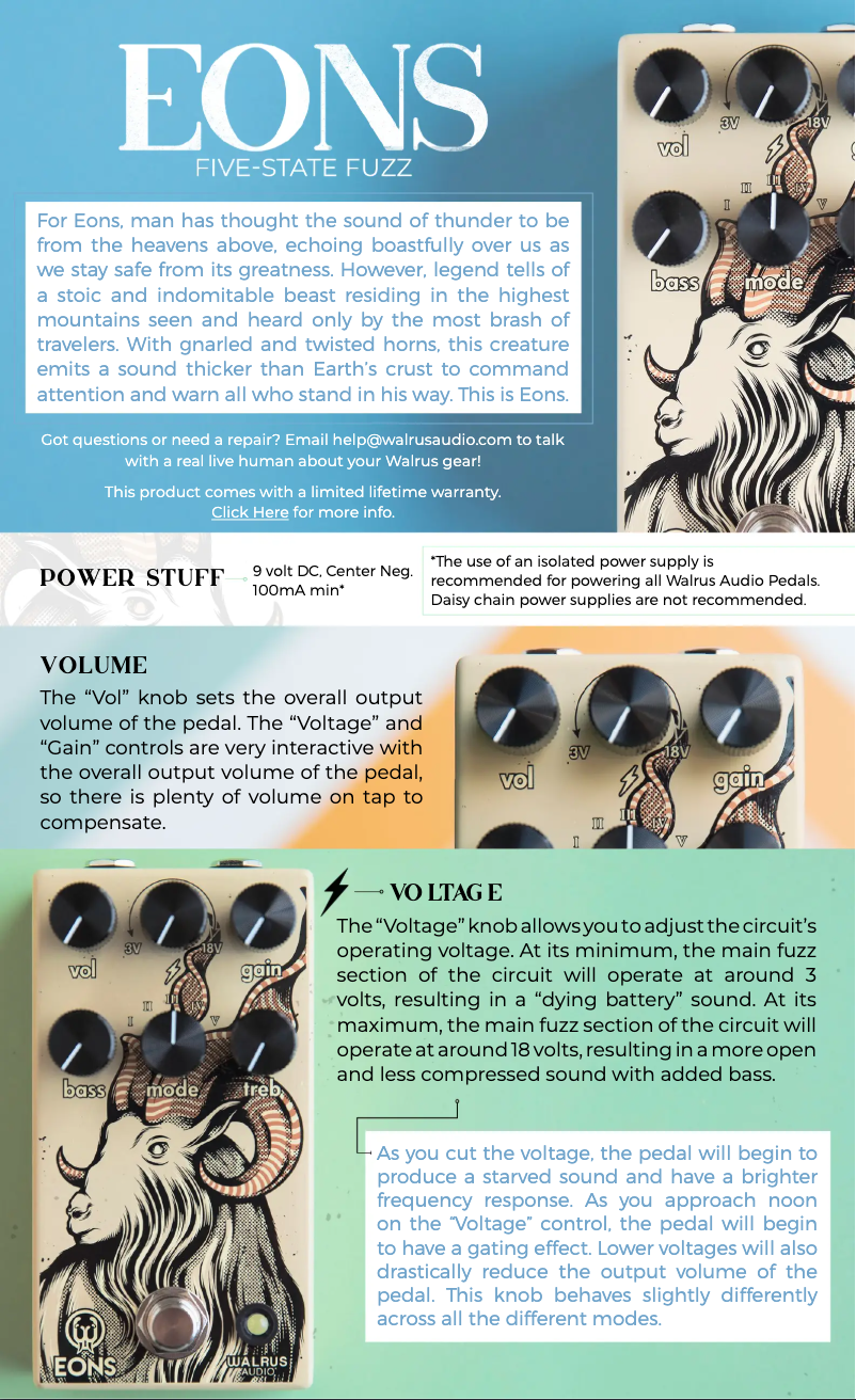 Image de la première page du manuel de l'appareil Eons