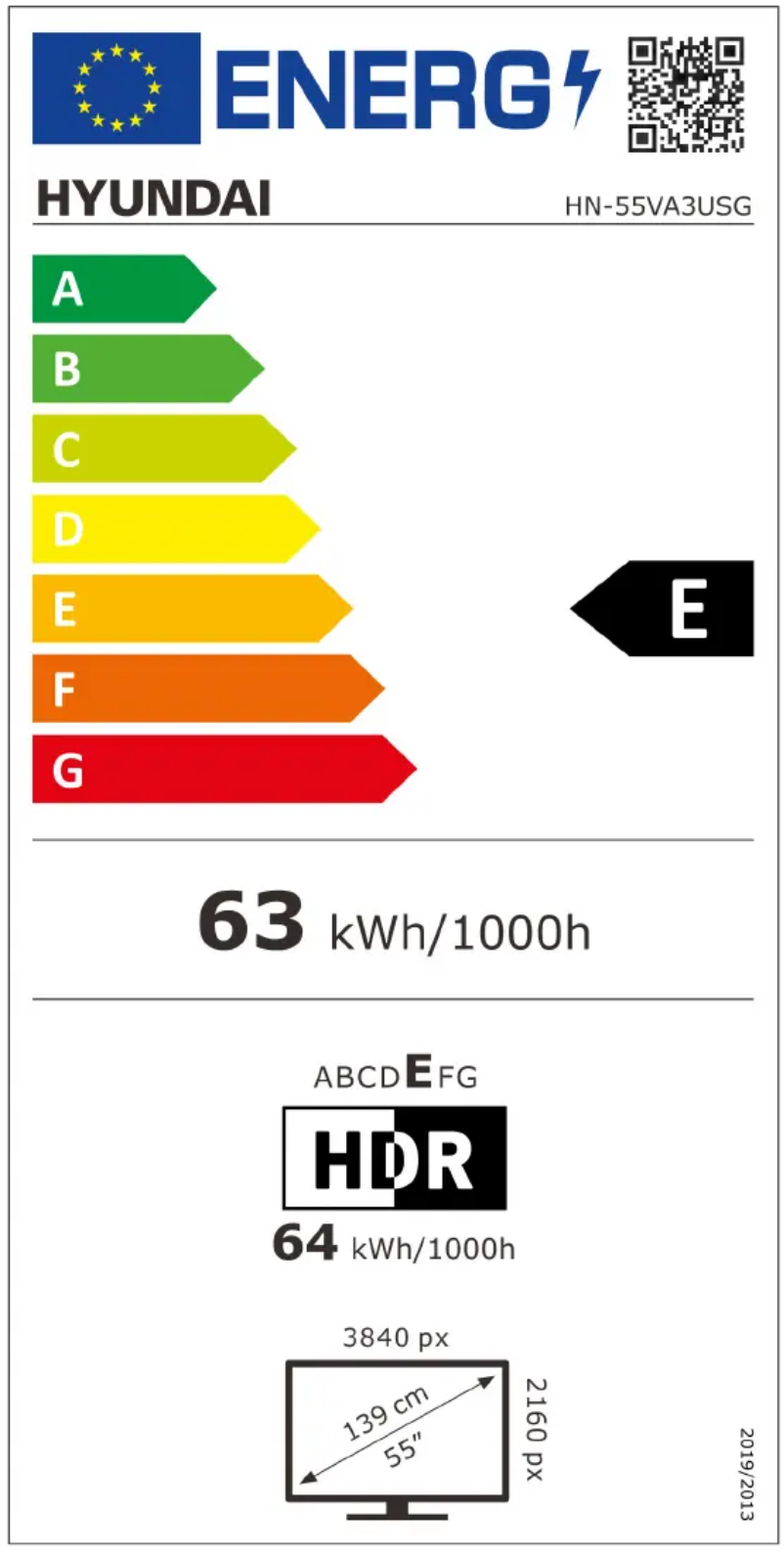 Page 1 de la notice Label énergétique Hyundai HN-55VA3USG