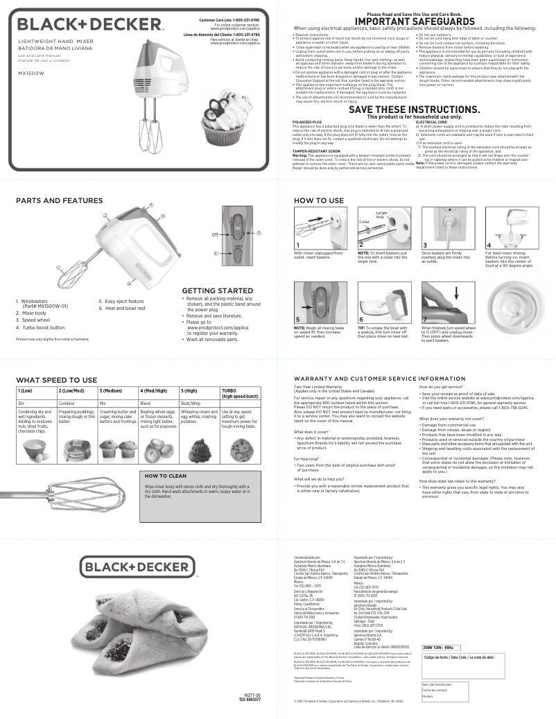 Page 1 de la notice Manuel utilisateur Black & Decker MX1500W