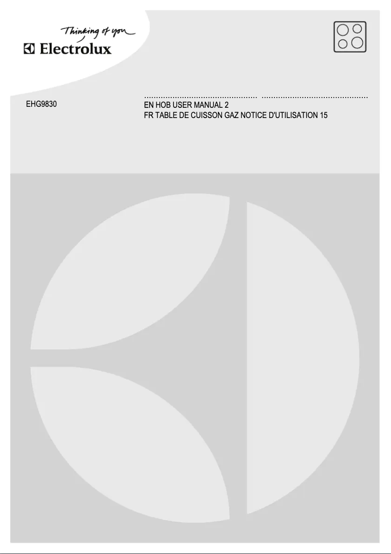 Page 1 de la notice Manuel utilisateur Electrolux EHG9830