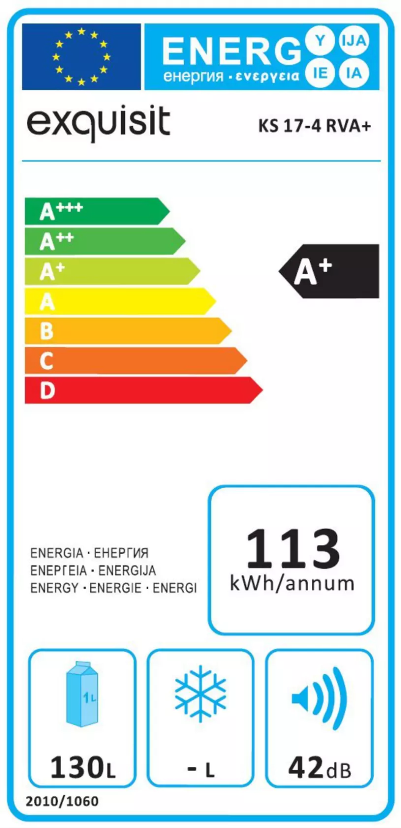 Page 1 de la notice Label énergétique Exquisit KS17-4.1RVA+