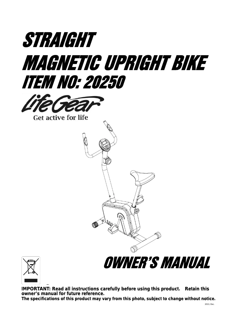 Página 1 del manual Manual de usuario Life Gear Straight 20250