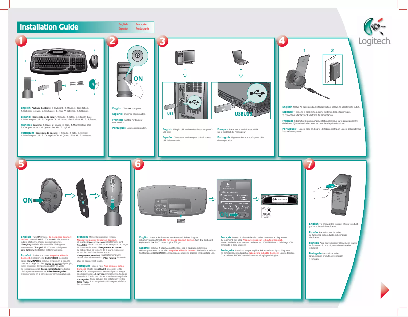 Page 1 de la notice Manuel utilisateur Logitech Cordless desktop MX 5000