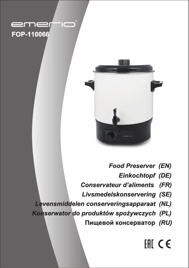 Image de la première page du manuel de l'appareil FOP-110066