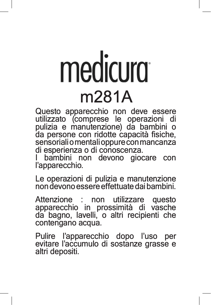 Page 1 de la notice Manuel utilisateur Medicura M281A