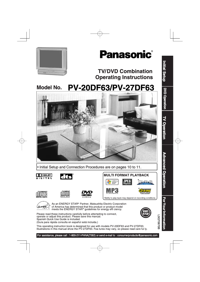 Page 1 de la notice Manuel utilisateur Panasonic PV-27DF63