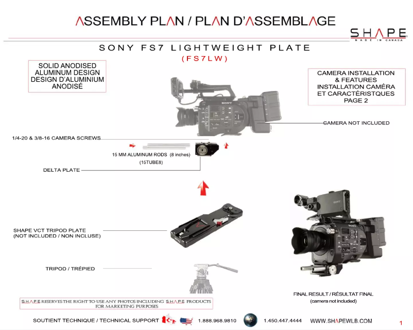 Page n°1 - Manuel utilisateur Shape FS7LW