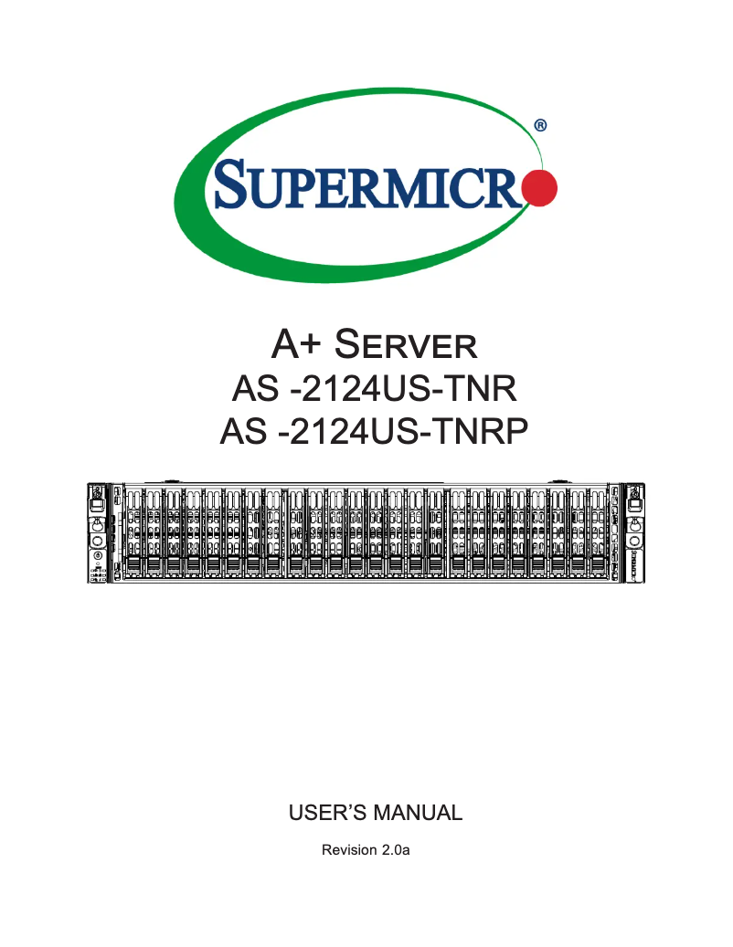 Image de la première page du manuel de l'appareil A+ Server 2124US-TNRP