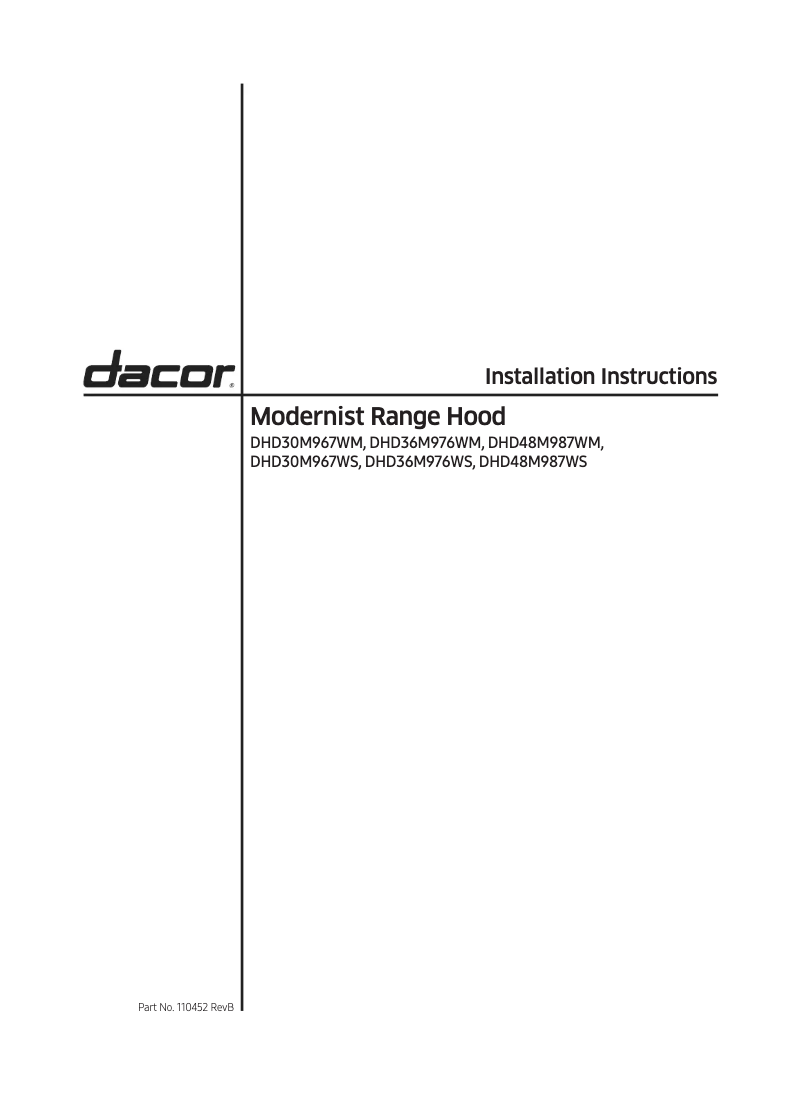 Page n°1 - Guide d'installation Dacor Modernist DHD48M987WM