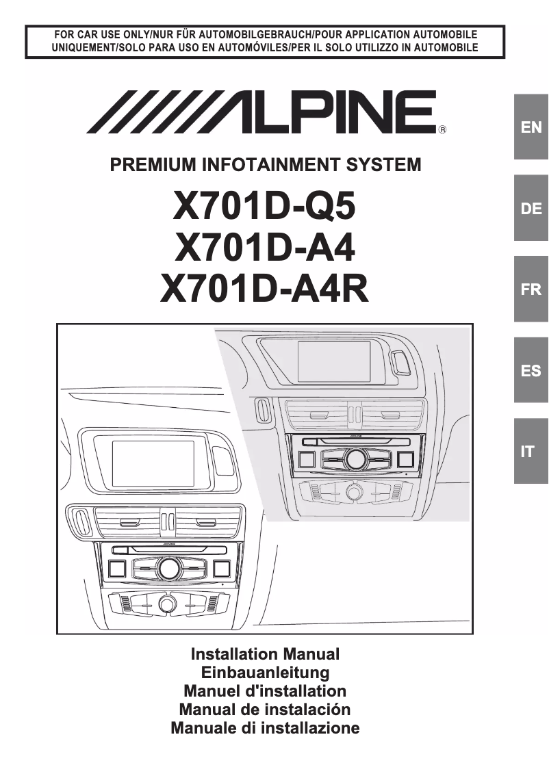 Page n°1 - Guide d'installation Alpine X702D A4 A4R A5 Q5