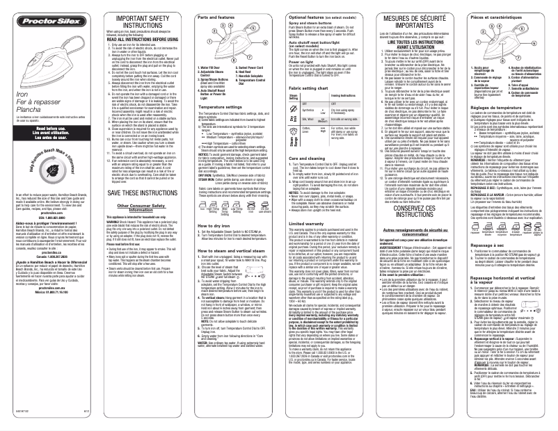 Page n°1 - Mode d'emploi Proctor Silex 17201