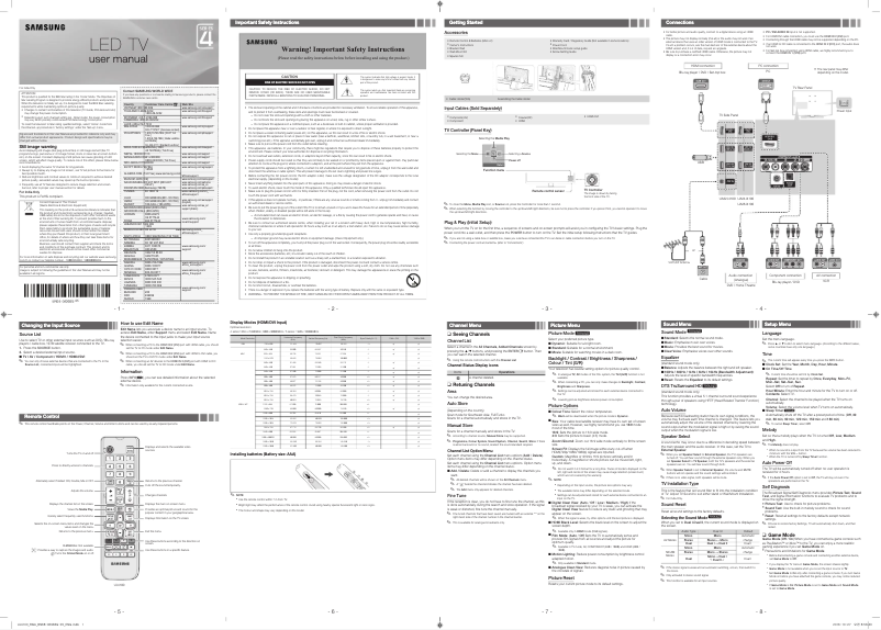 Page 1 de la notice Manuel utilisateur Samsung UA24J4100AR