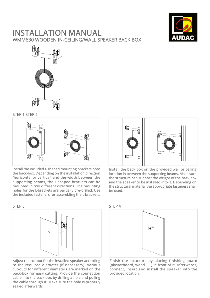 Page n°1 - Manuel utilisateur Audac WMM630