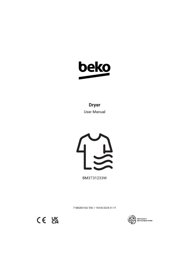 Page 1 de la notice Manuel utilisateur Beko BM3T31233W