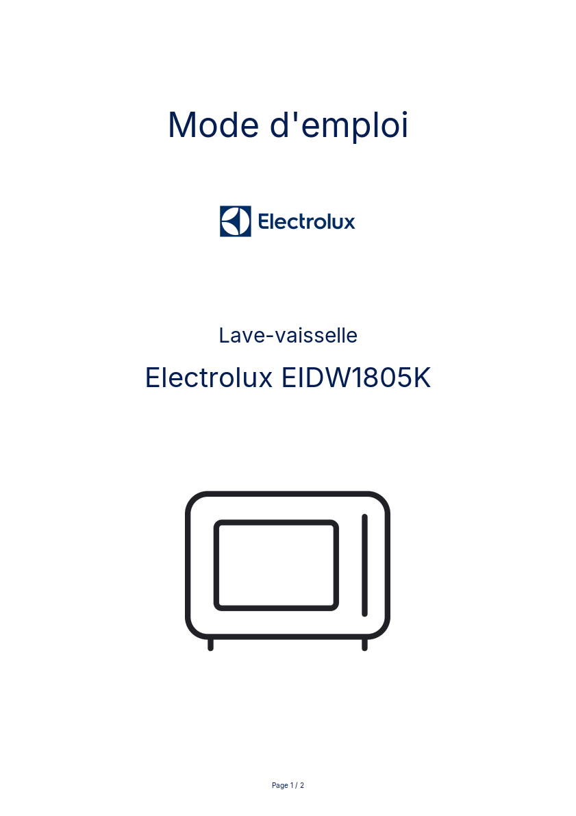 Page n°1 - Mode d'emploi Electrolux EIDW1805K