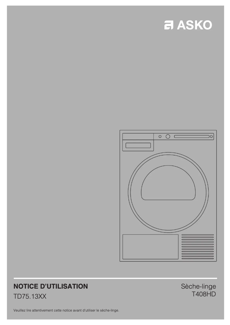 Page n°1 - Manuel utilisateur Asko T408HD.T.P
