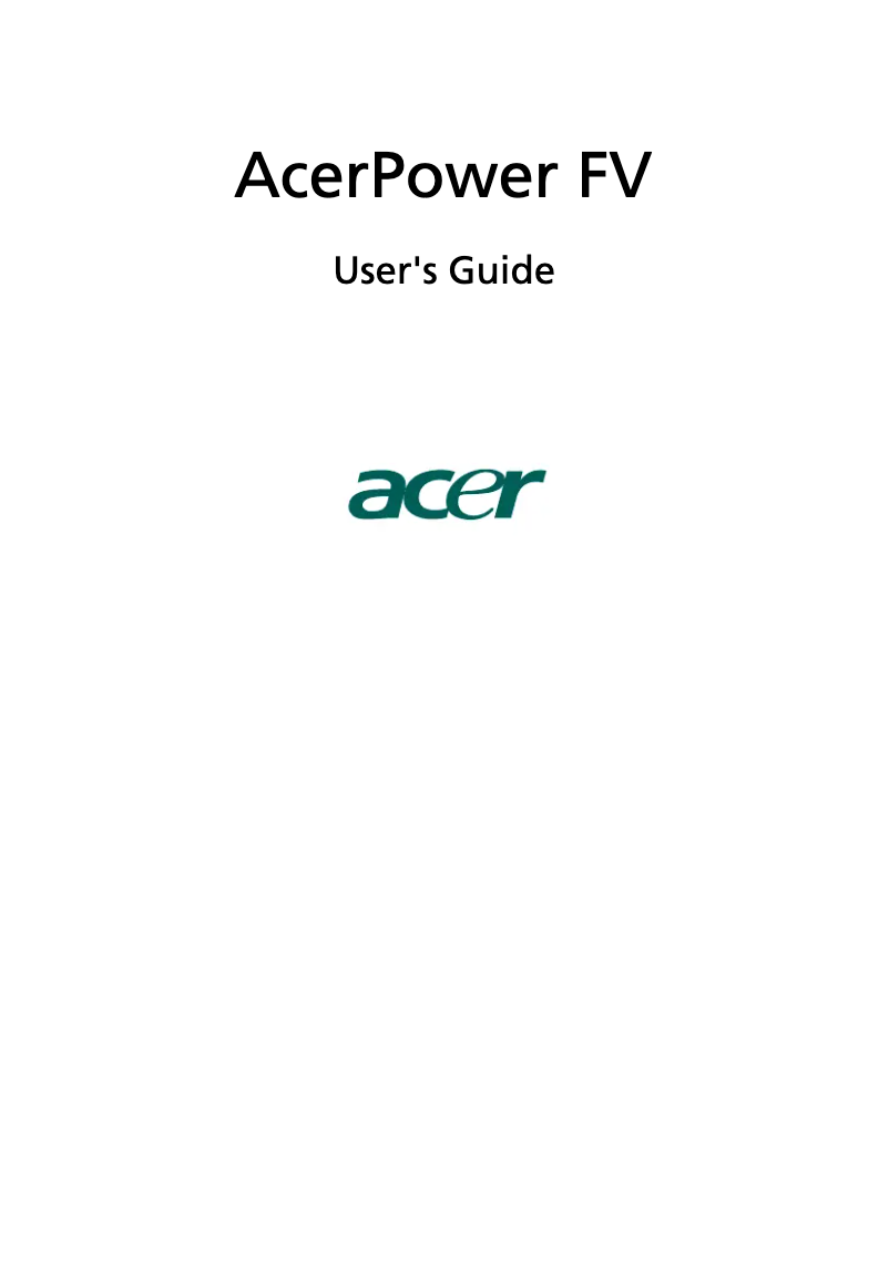Page n°1 - Manuel utilisateur Acer Power FV