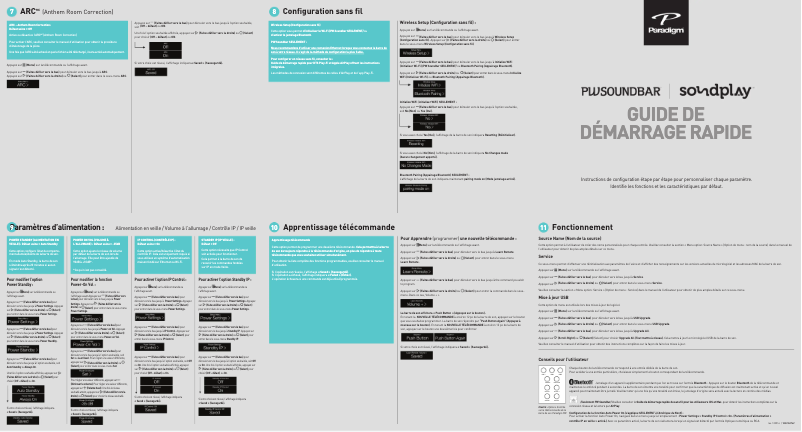 Page 1 de la notice Guide d'installation Paradigm PW Soundbar