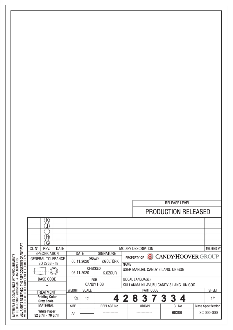 Image de la première page du manuel de l'appareil CMCSG74WW